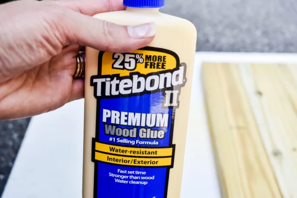 La colle à boid Titebond 2 tenue par une main